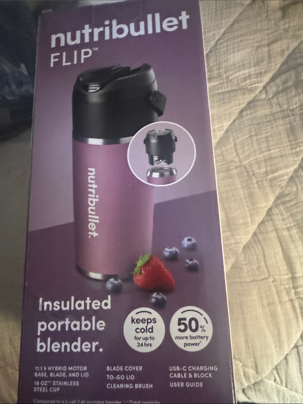 NutriBullet Flip Insulated Portable Blender - Purple